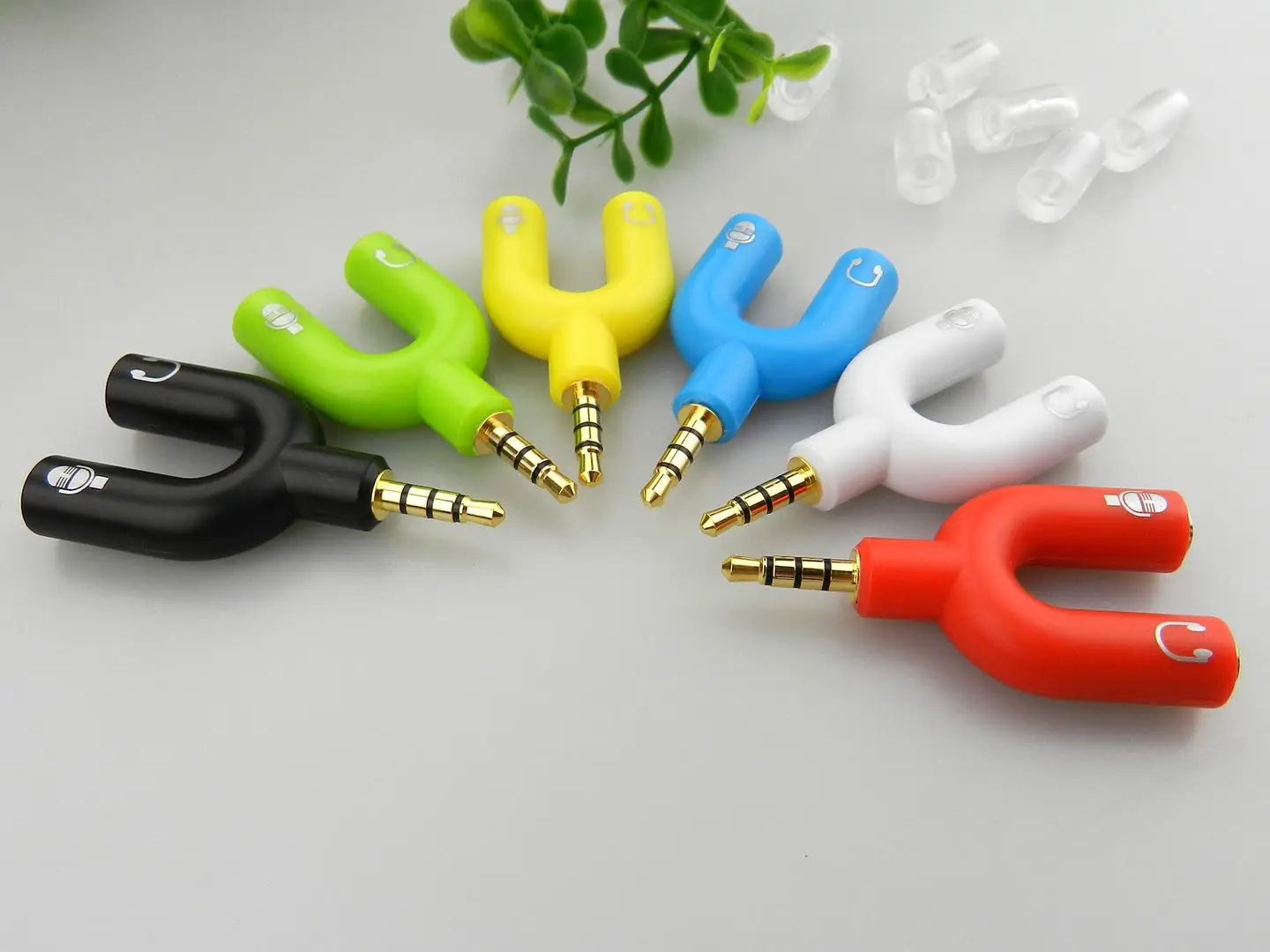 3.5mm Plug Headphone Microphone Converter Head U Type Phone Audio Connector Cable Splitter
