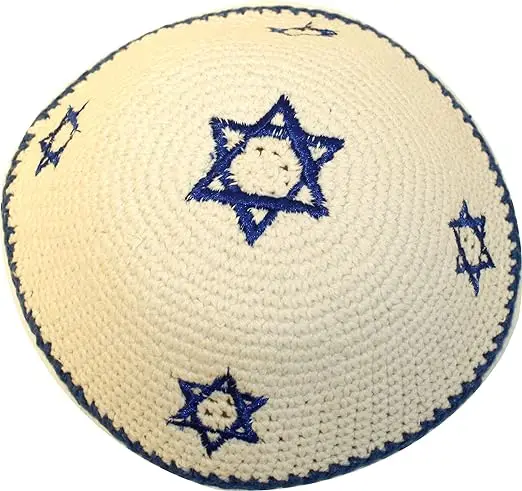 Traditional Jewish Yarmulke 5  To 20cm Blue White Israel Kippot Bulk DMC Kippah With Star of David