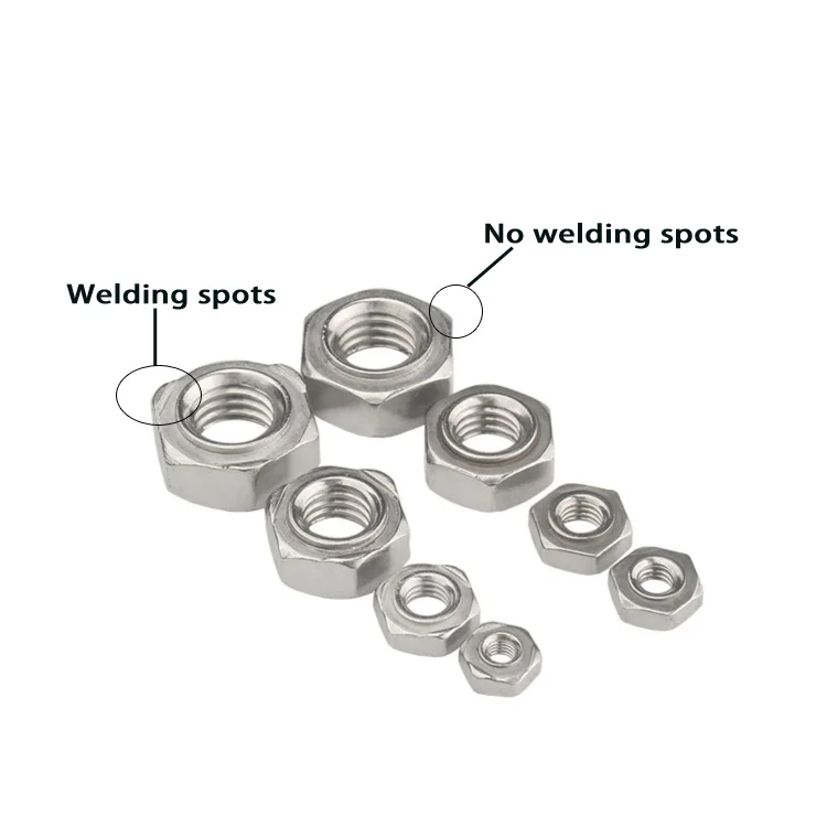 Factory Sale SS304 316 Zinc Coated Stainless Steel Hexagon Hex Weld Nuts M4 M5 M6 M8 M10 M12 ISO GB Mining Spot Weld Nut Din929