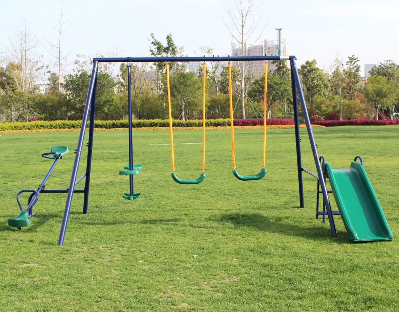 IUNNDS Children Garden Outdoor Metal Swing Set Belt  Commercial Outdoor Playground Swing With Slide And Swing