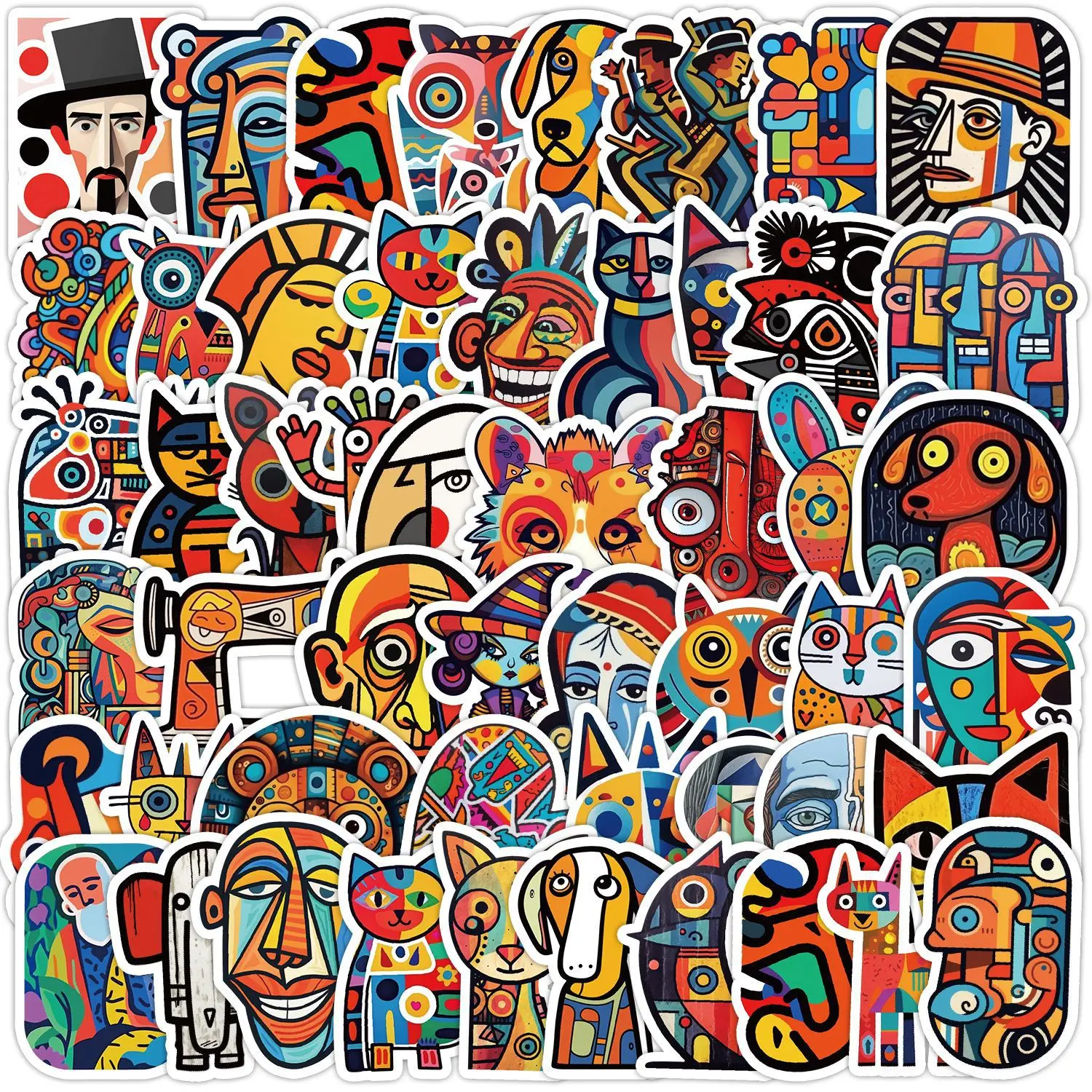 50Pcs Cute Picasso Abstract Art Graffiti Stickers For Luggage Book Decor Cartoon Painting Sticker