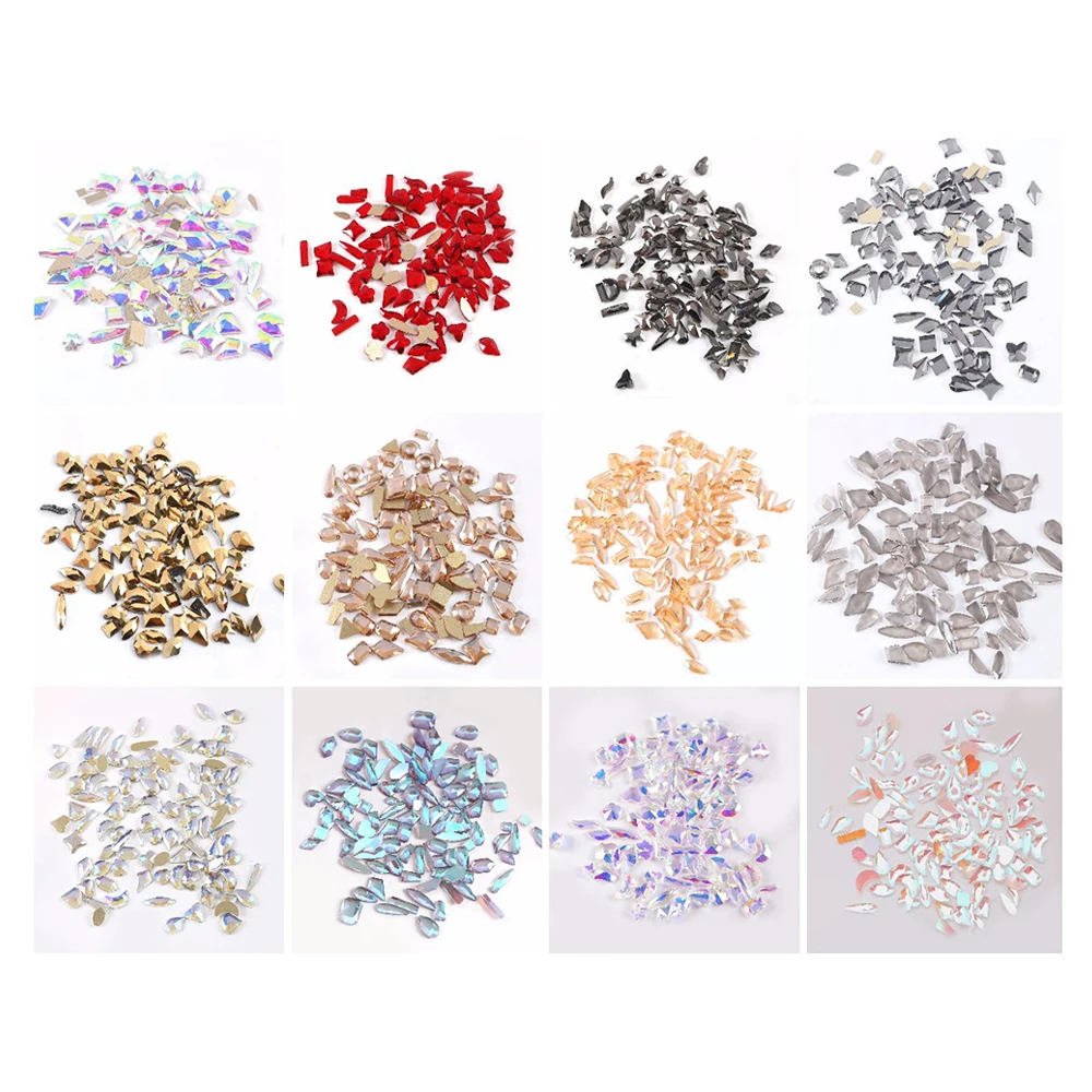 100 шт микс формы Нейл-арт драгоценные камни Стразы для ногтей 13 видов цветов Камень плоской и липкой задней стороной, камень K9 нарядное искрящегося цвета Кристалл aб для украшения ногтей