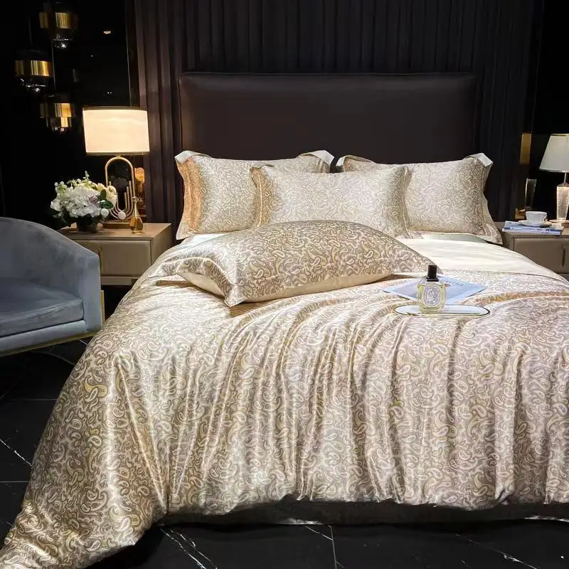 Luxury French Silk Cotton Linen Bedding  Washed Duvet Cover Set  Bedding Set with pillowcase