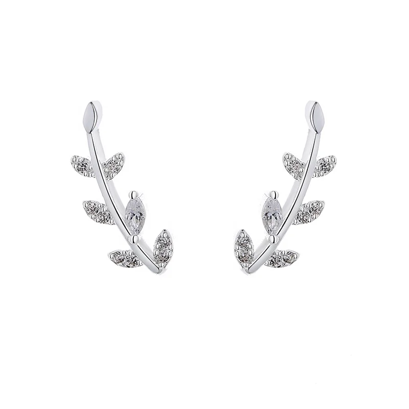 925 Sterling Silver Cubic Zirconia Ear Cuff Climbers Cover Ear Earrings 925 Sterling Silver Earrings