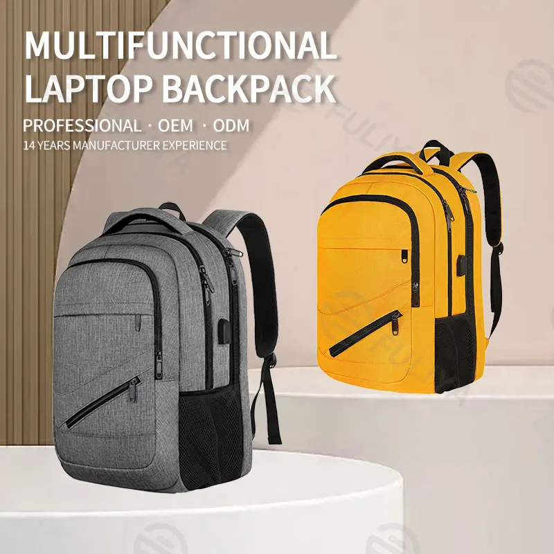 FULIYA Airplane Water Resistant Travel Laptop Shoulder Designer Office Business Anti-theft Laptop Backpack With Usb Port