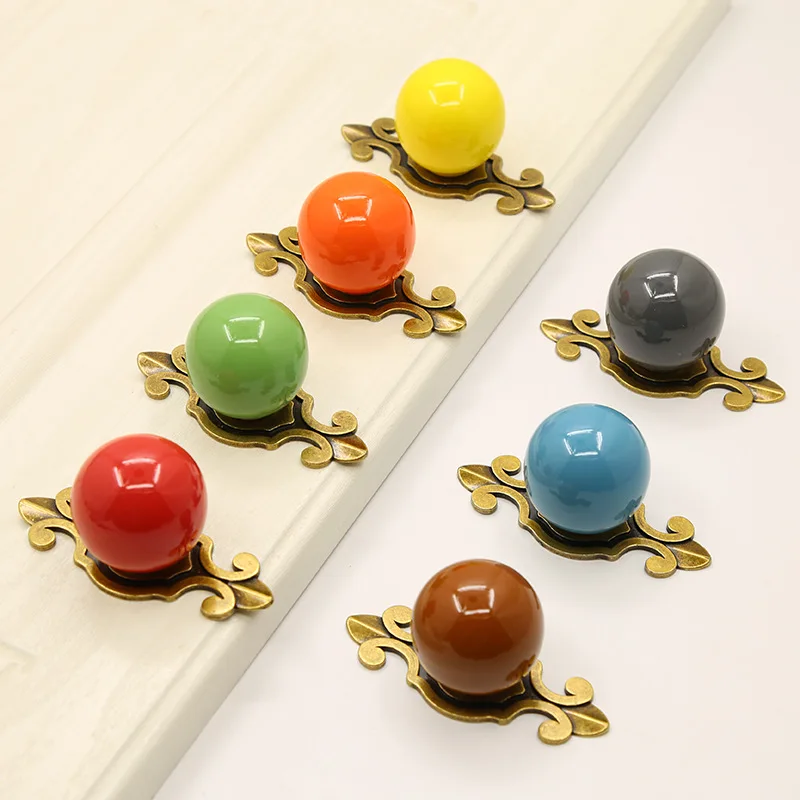 HOONE Chinese Manufacturer Wholesale Furniture Hand Painted Shell Style Ceramic Knobs