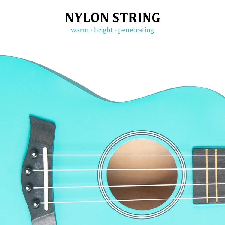 Factory Whole Sale Green Color Linden Ukulele For practice 21 inch Soprano Wood Ukulele