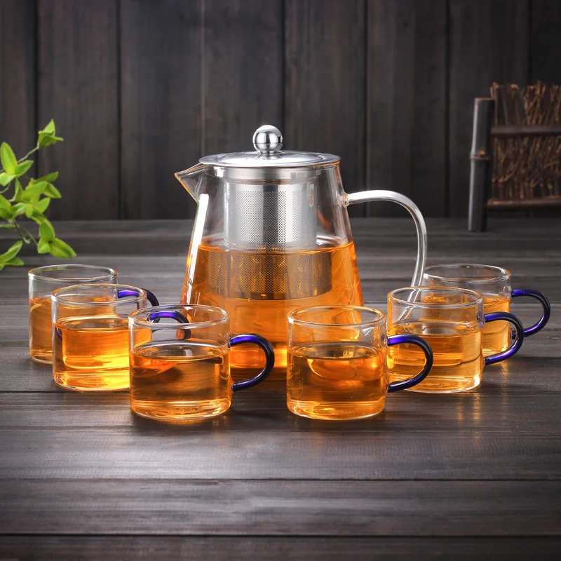 Hot Sale Transparent High Borosilicate heat resistant glass teapot with Stainless Steel removable infuser