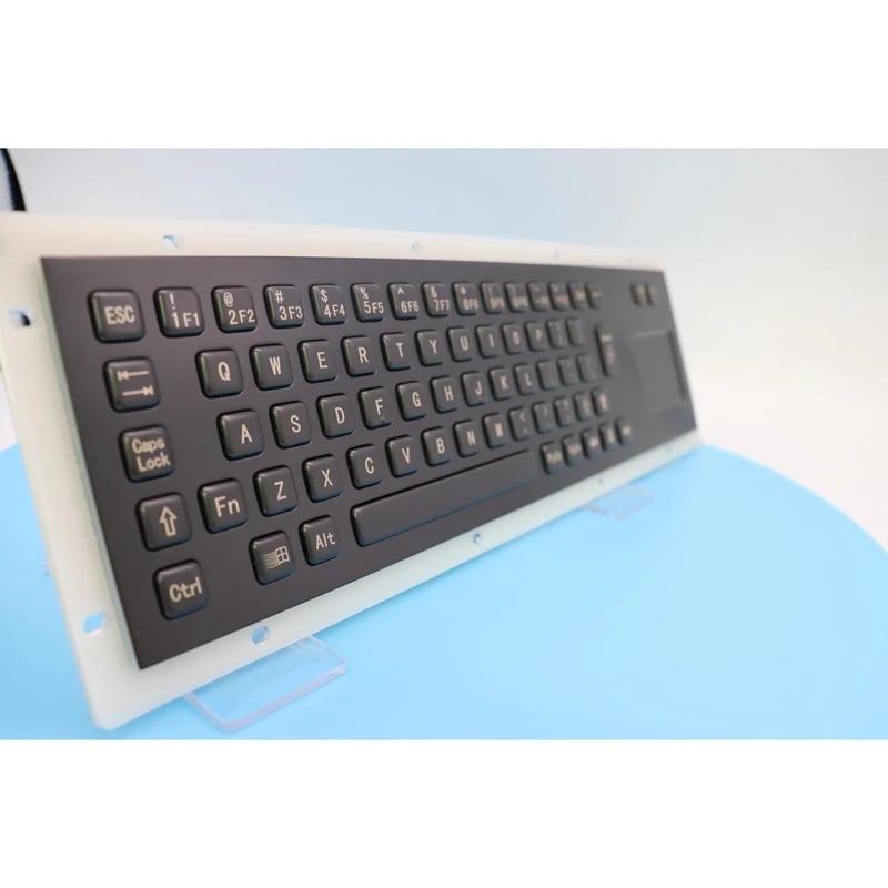 Прочная черная металлическая клавиатура для киоска с 67 клавишами, промышленная металлическая клавиатура для компьютера из нержавеющей стали с тачпадом