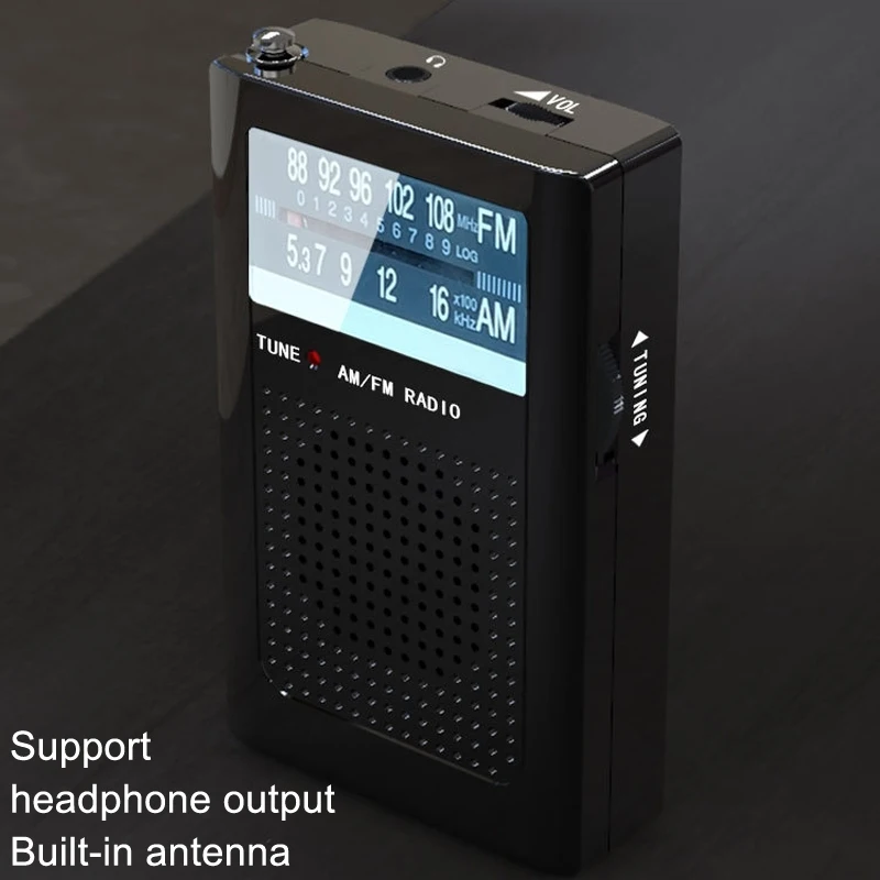 OEM ODM ABS Small FM/AM Pointer Frequency Adjustment Radios With Built-in Antenna Pocket Retro Radio Support Headphone