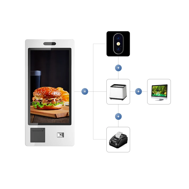 Напольная QR сканер штрих-кода с операционной системой android 32 дюймов сенсорный экран самообслуживания заказа киоск в ресторане