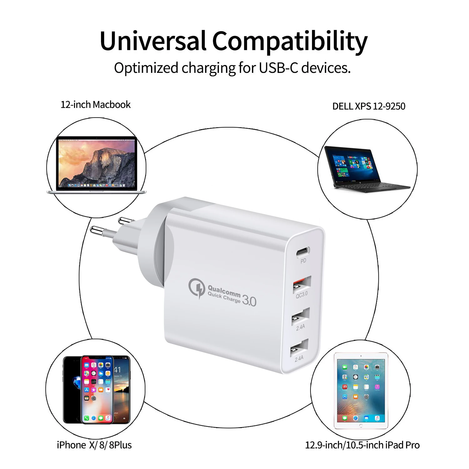 USB разъем зарядного устройства с Великобритания/США/ЕС/AUS машинка для стрижки 48 Вт 5В 3A 4-портовый зарядное устройство