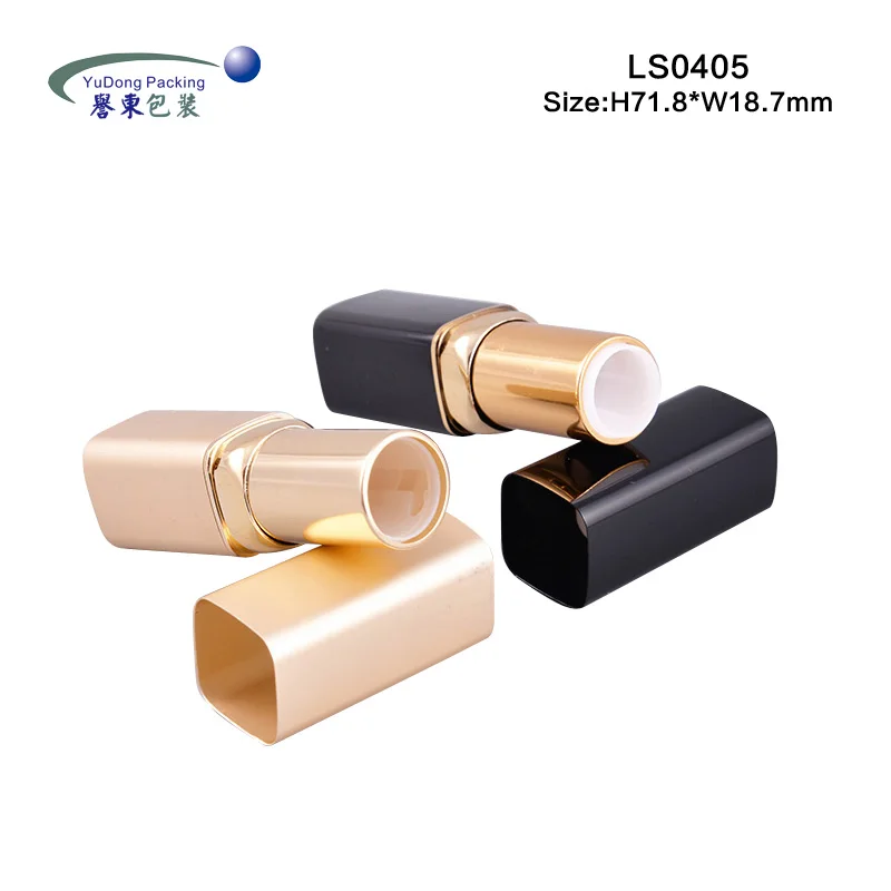 
high quality empty square lipstick packaging aluminum lipstick golden make your own lipstick container 