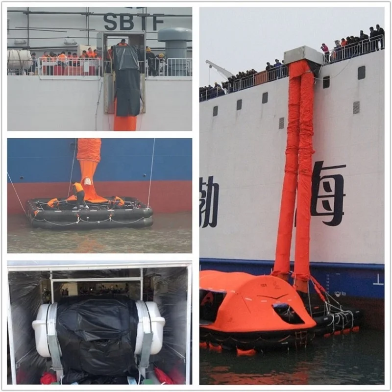 SOLAS Marine Evacuation System Emergency Escape Chute with Platform and Container