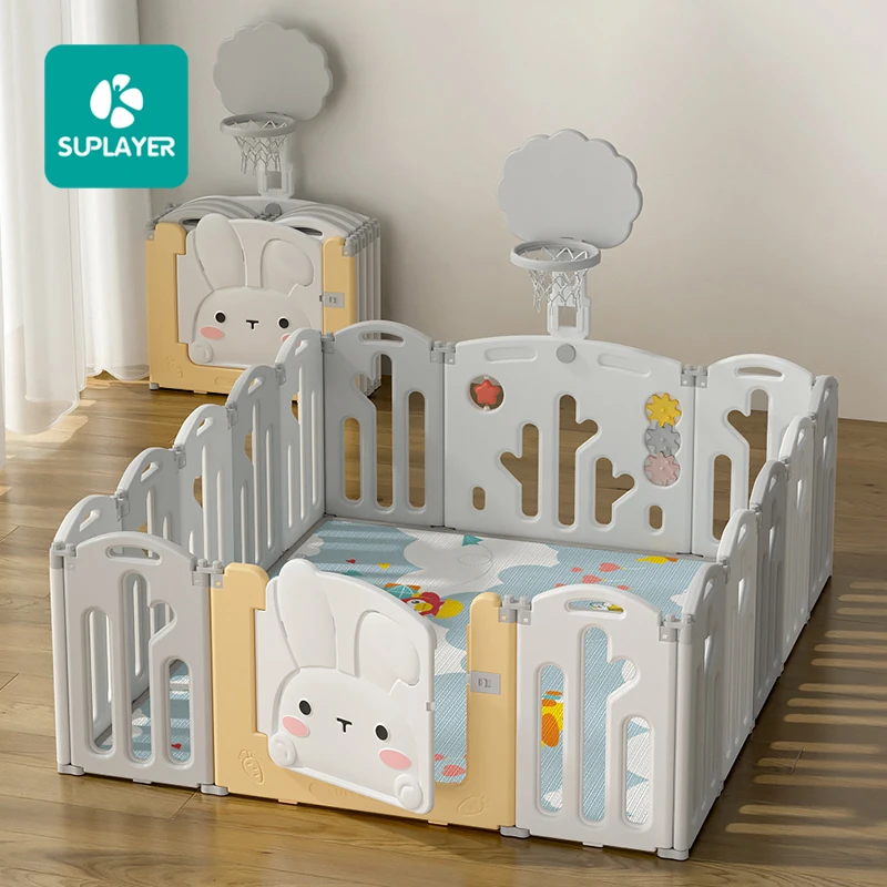 SUPLAYER Customizable OEM Free Samples Large Play Yard Cheap Plastic Safeti Fenc Furniture Babi Fence Kids Playpen For Baby
