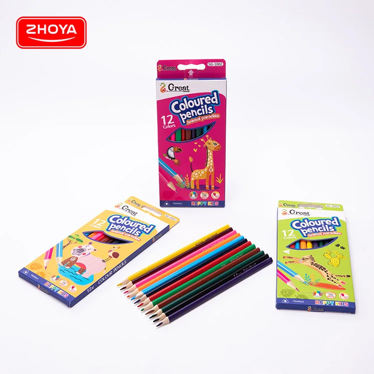 Factory direct sale logo printing non-toxic colored pencils, drawing color pencil with box package