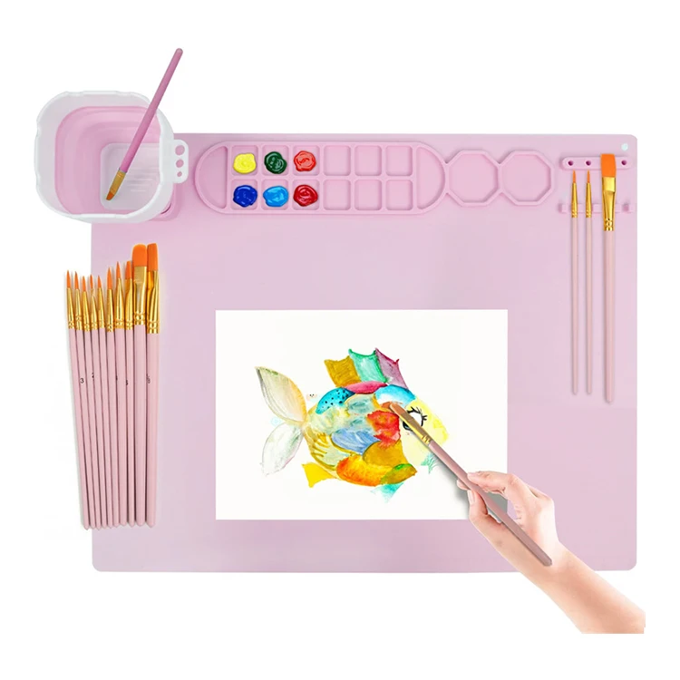 Custom Bpa Free Food Grade Silicone drawing mat Multi-Purpose Silicone Craft Mat Silicone Painting Mat With Cup