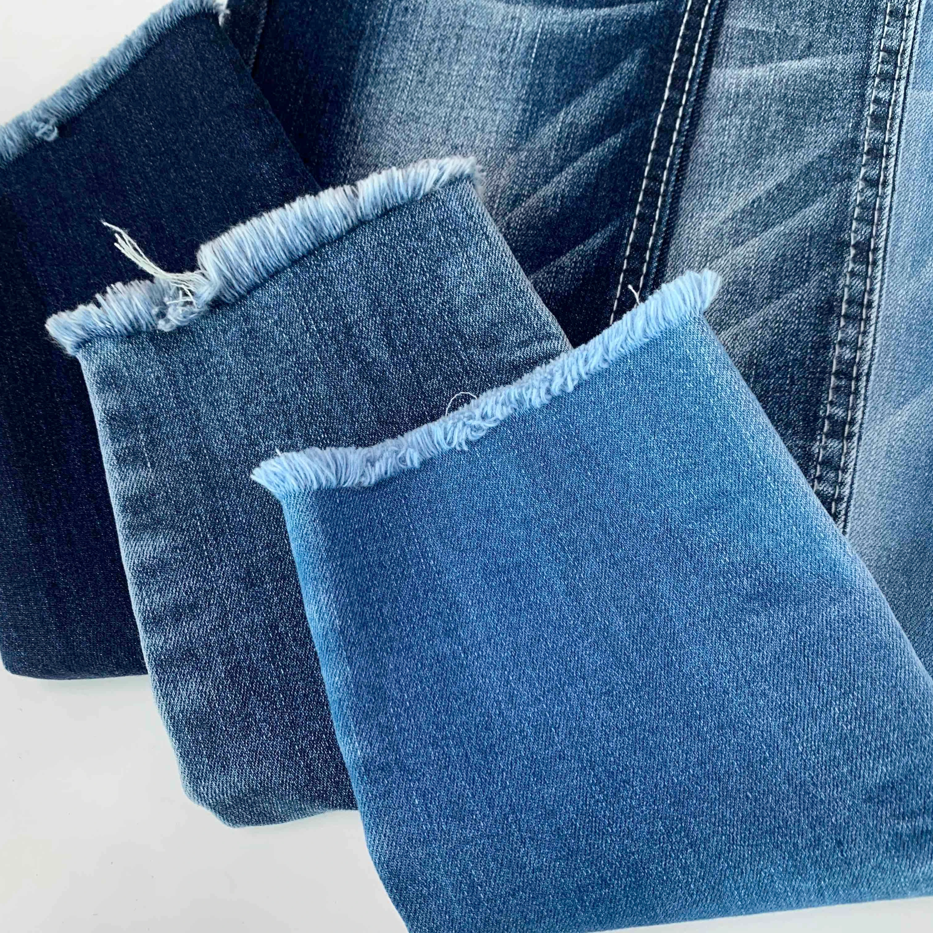 Blue Super-stretch Sirospun Slub Woven 10oz Denim Fabric