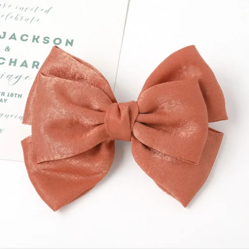 Hot Sale Retro Fashion Chiffon Bow Knot Hair Clip Academy Big Ribbon Bows For Girl