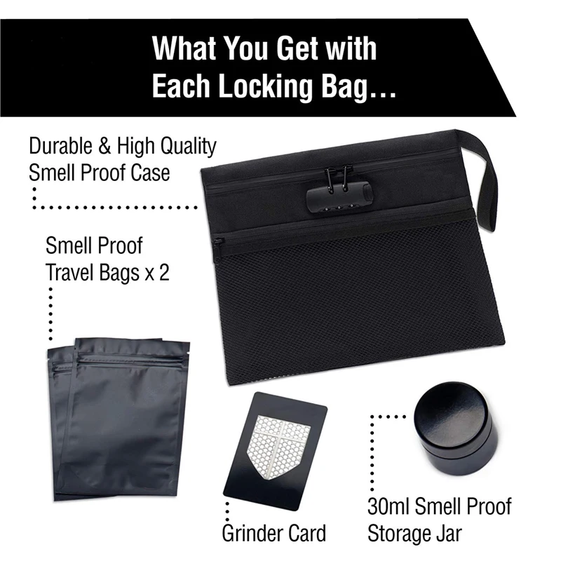 Pocket Smell Proof Bag with Combination Lock and Activated Carbon Lining