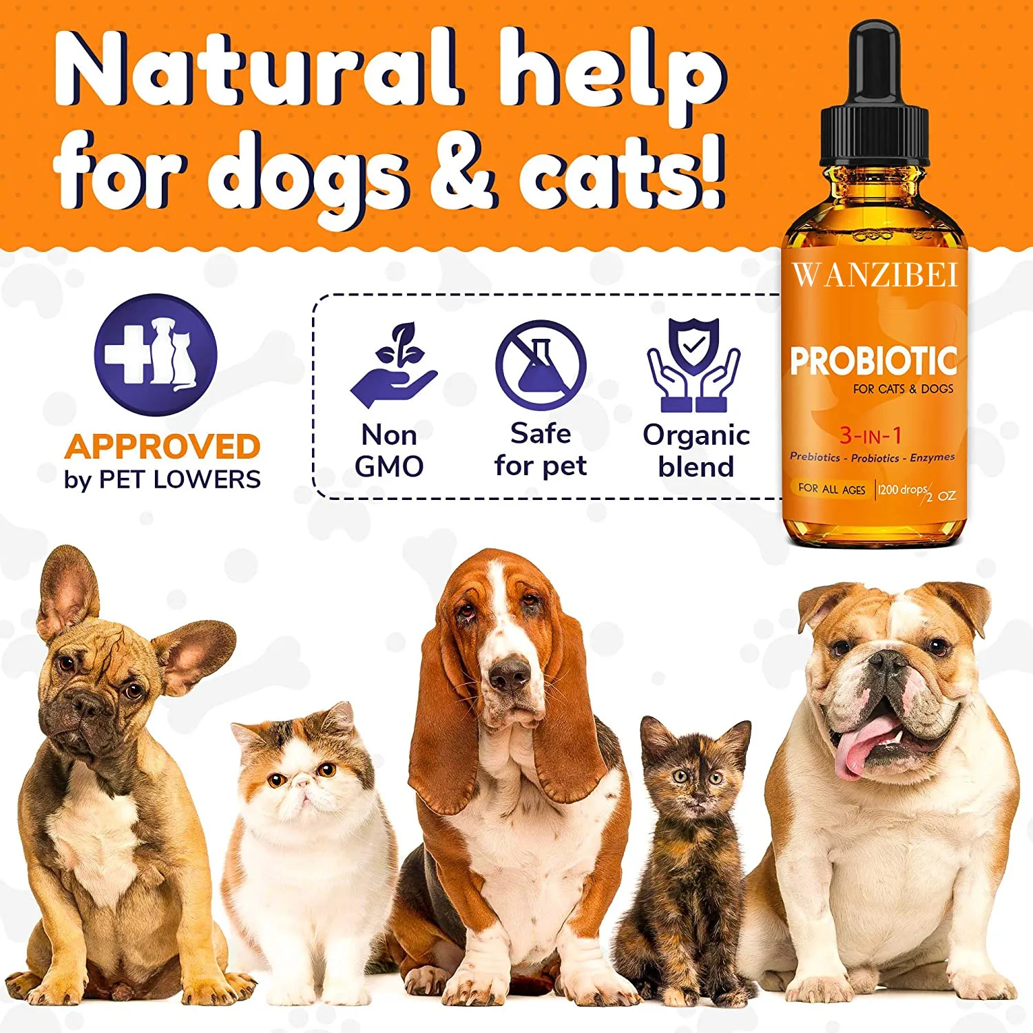Probiotics for pet - Prebiotics + Digestive Enzyme pro - Diarrhea & Upset Stomach Relief + Gas, Constipation, and Allergy Relief