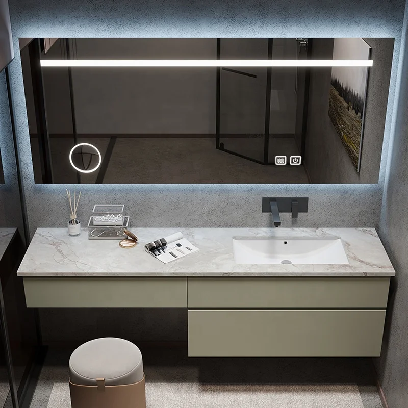 Light luxury Slate One Basin Bathroom Cabinet Combination Modern Minimalist Bathroom Washbasin Hand Wash Basin Dresser