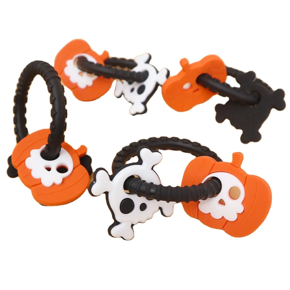 New BPA Free Kids Sensory Halloween Teether Baby Teething Ring Toy Teether Baby Silicone