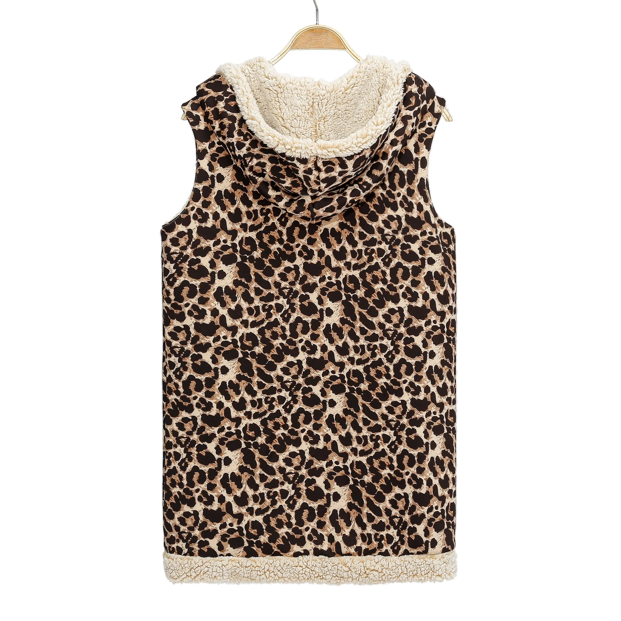 Sleeveless Open Front Reversible Fleece Vests Faux Fur Hooded Sherpa Vest For Women