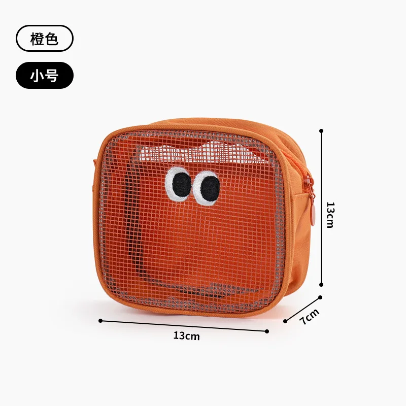Hollowed Out Mesh Makeup Case Desktop Organizing Storage Bag Fashion Cable Storage Bag Large Capacity Cartoon Cosmetic Case