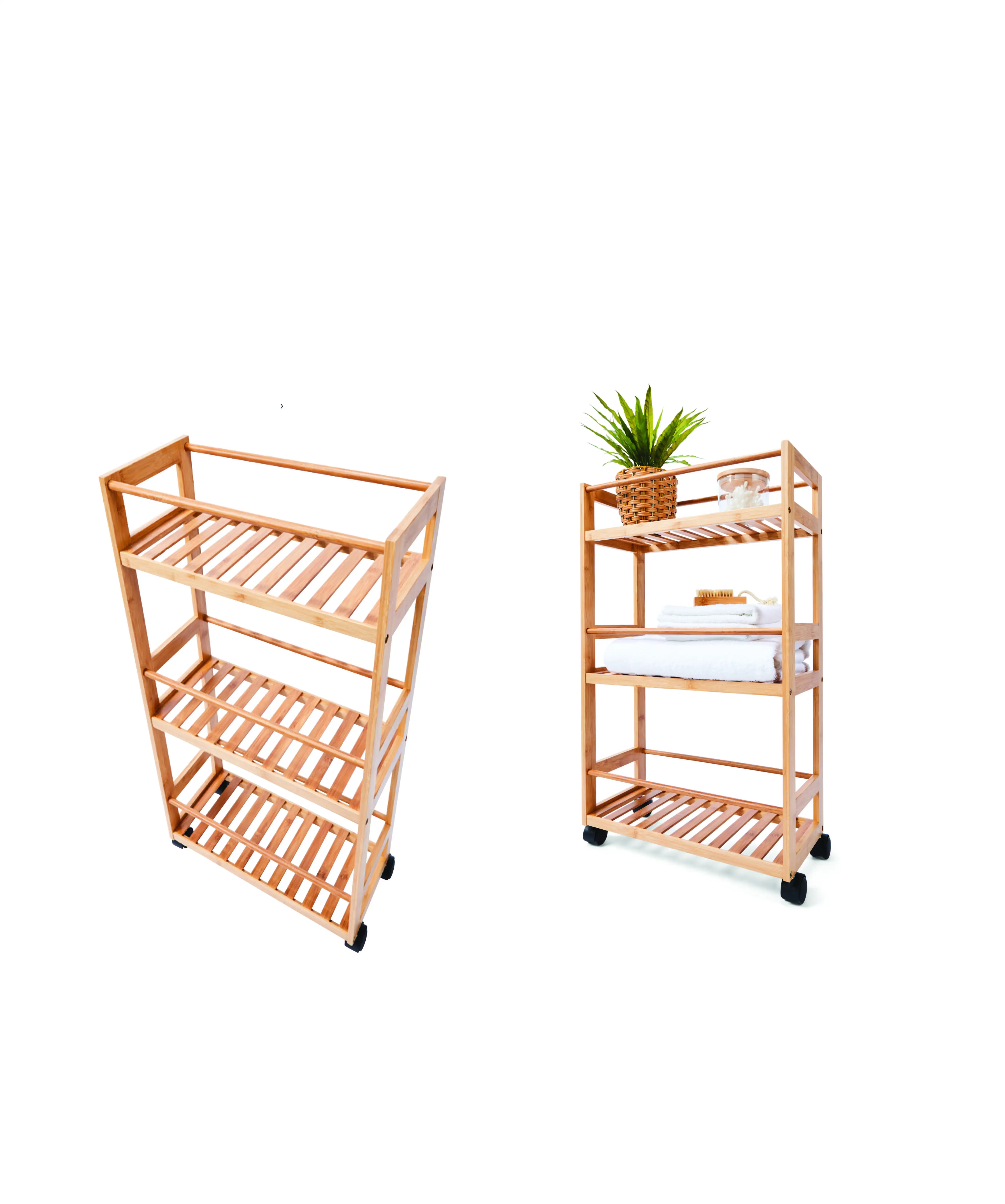 Bamboo multifunctional trolley for kitchen bathroom living room