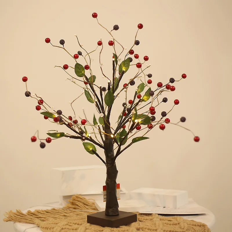 Artificial Gift 24 Led Battery Indoor Twinkling Cherry Table Decoration Light Led Led Thanksgiving Tree Light For Home Decor