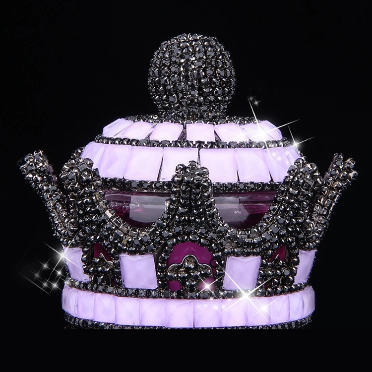 Amazon Supply Luxury Crystal Crown Car Decoration Home Office Air Freshener Crystal Car Perfume Bottle for Dashboard Display