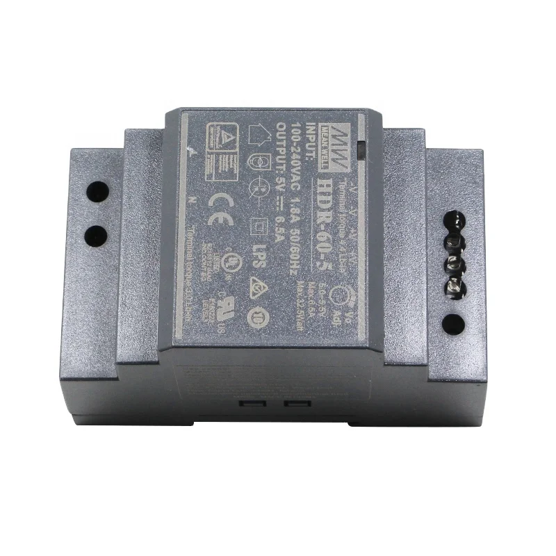 Mean Well HDR-60-5 With Output Voltage Adjustable 60W 5V 12V 50W Din Rail Power Supplies