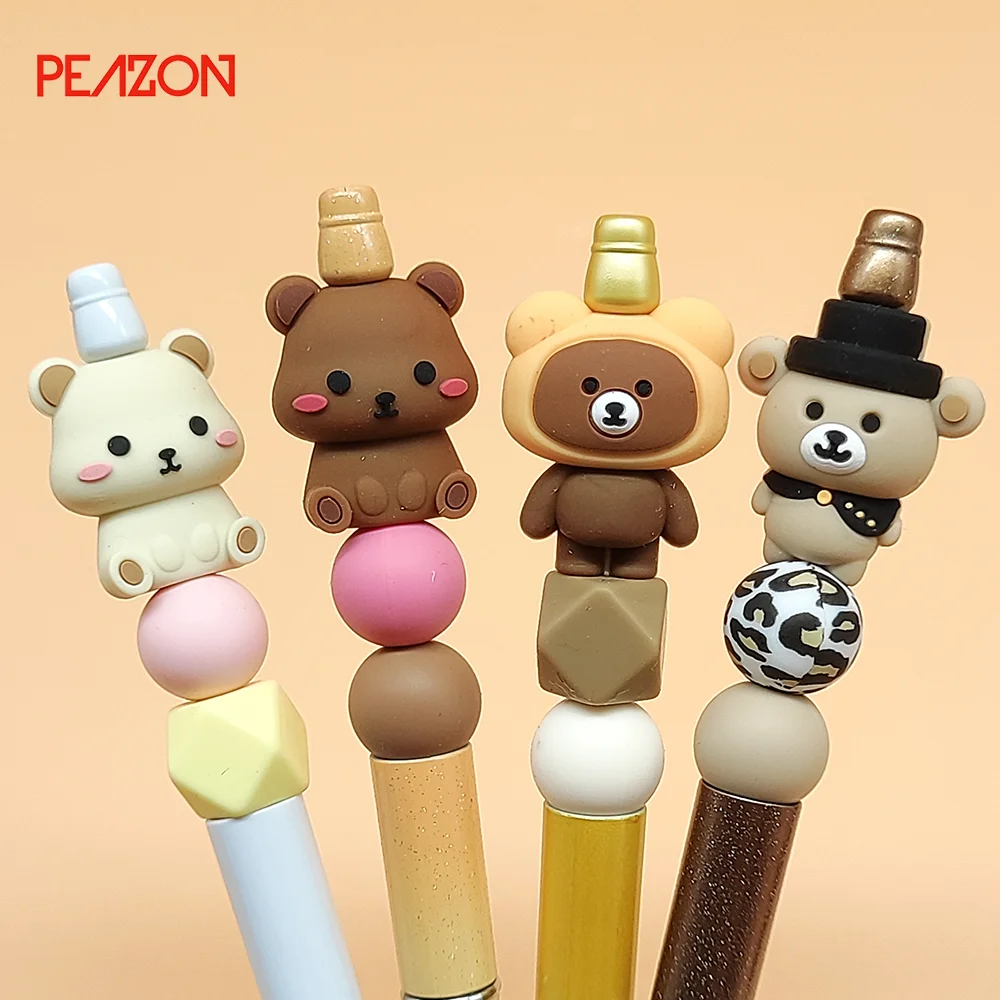 New Styles Silicone Bead Pen Manufacturer Customized Baby Chew Diy Baby Teething Character 3d Focal  Beads