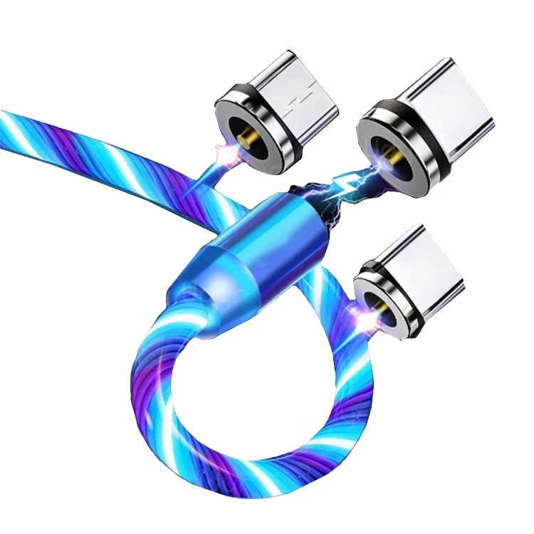 Cellphone data line 3 In 1 Usb Charging Data Led Multi-Function Cables Magnetic led charging
