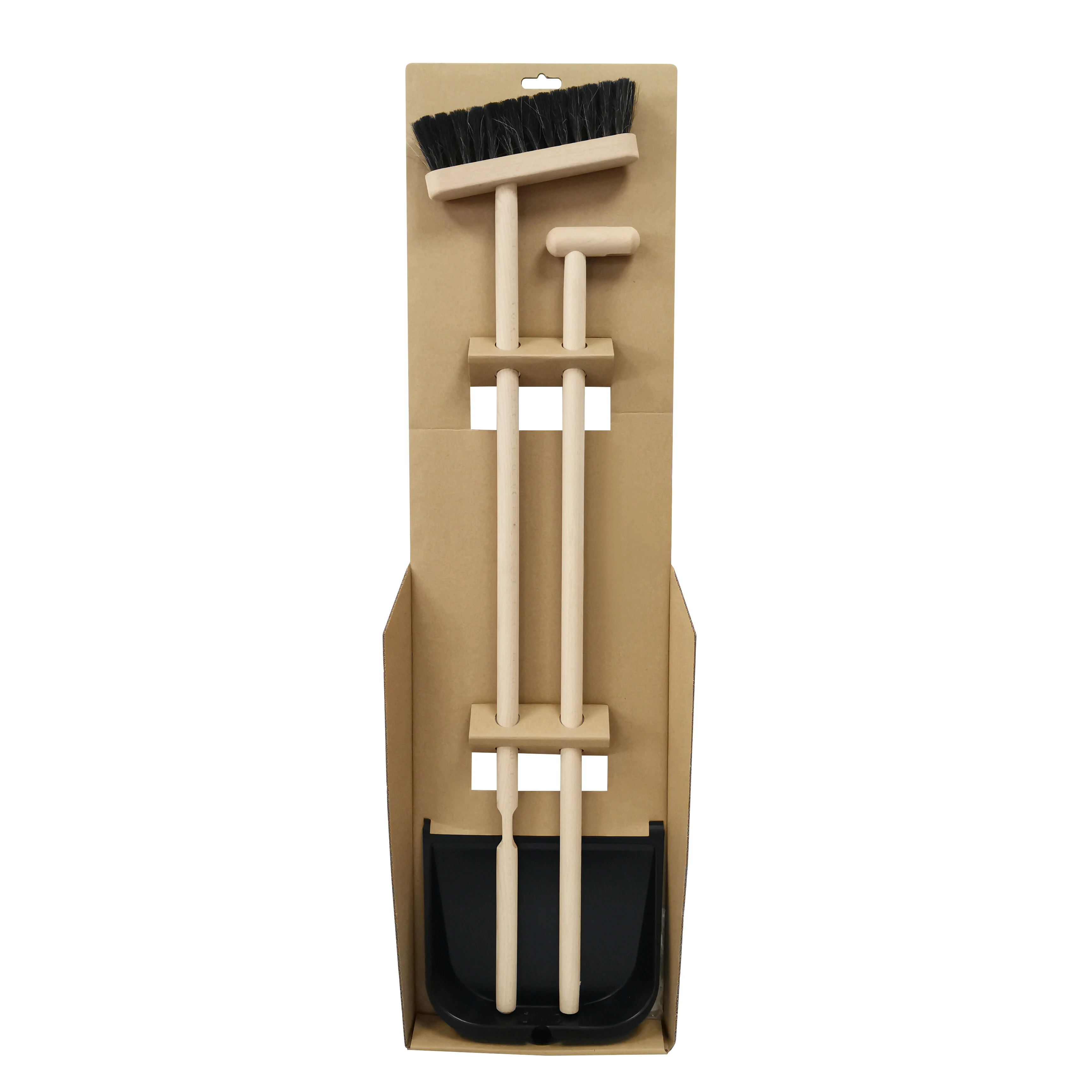 FSC Sustainable High quality upright lobby long handle wooden broom wooden dustpan and brush set