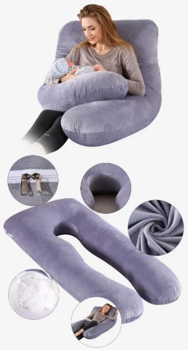 Hot sale Manufacturer Supply Full Body Maternity Pillow U Shaped Pregnancy C shape soft velvet fabric
