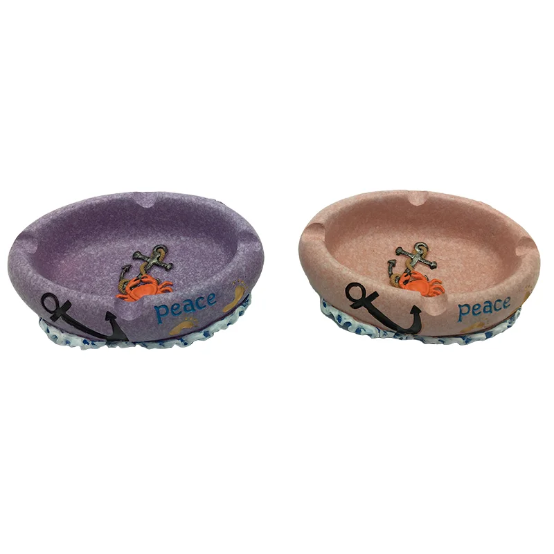 Stylish crab anchor patterns resin ashtray Oval and round shape beach design ashtray Ideal resin crafts for cigarette