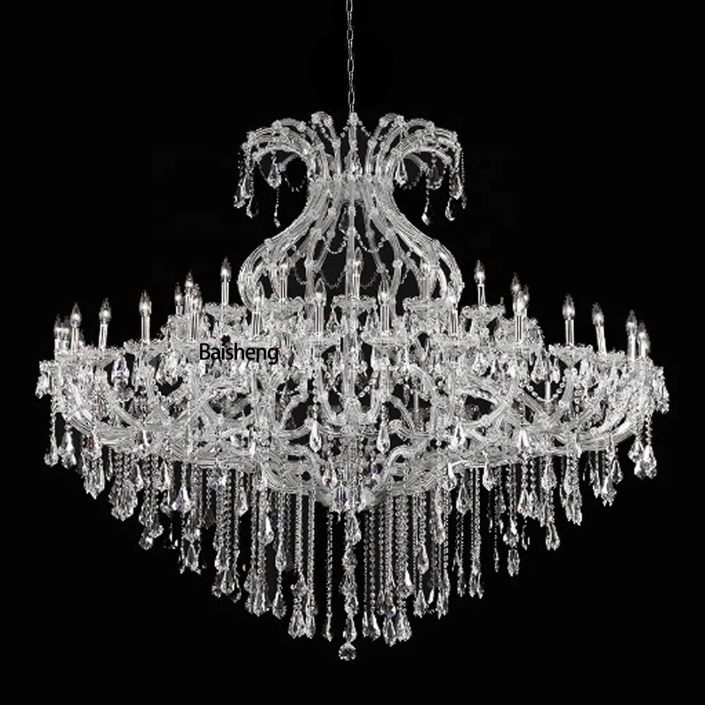 
49 lights arms crystal glass chandelier for home decoration foyer living room hotel restaurant store mall cristal lustres 