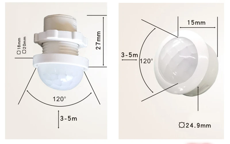 AC85-265V Mini PIR Motion Sensor Light Switch Smart Detector Time Delay Adjustable Infrared Detector for Strip LED Ceiling Lamp