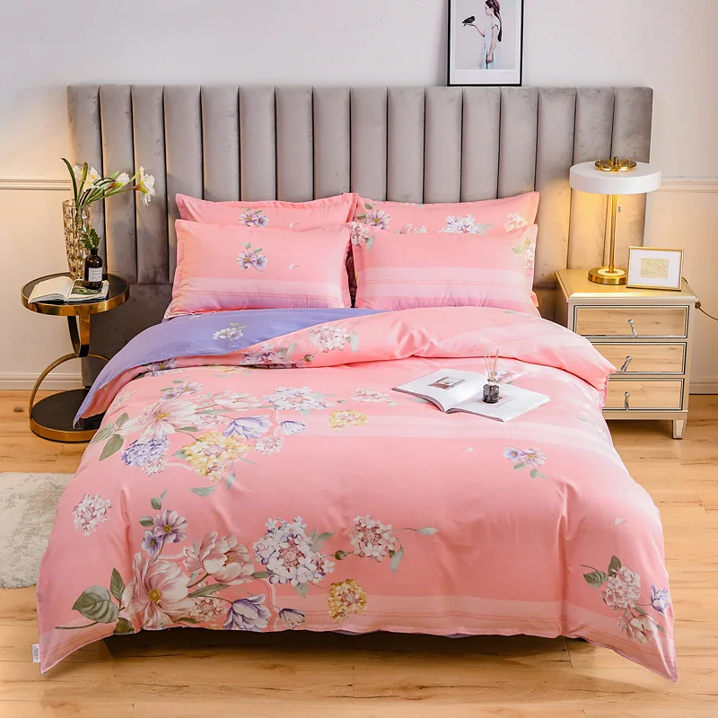 Hot Selling Printed Cotton Four-piece Hotel Quilt Bedspreads  3Pcs 4Pcs  bed sheet set Bedding Sets