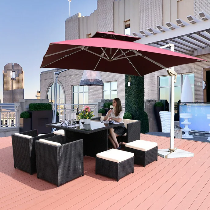 Outdoor Modern Garden Sets Furniture Space Saved Courtyard Patio Waterproof Wicker Rattan Dining Table And Chairs Set