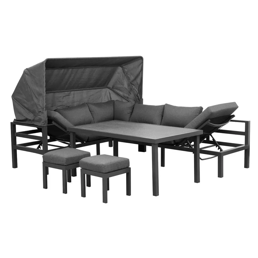 High quality Outdoor aluminum garden sofa with sun tent corner sofa patio set