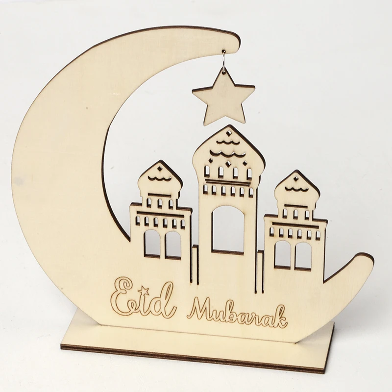 Islamic Muslim Ramadan Mubarak Wooden Decorations EID Moon Star Creative DIY Home ramadan decorations 2024