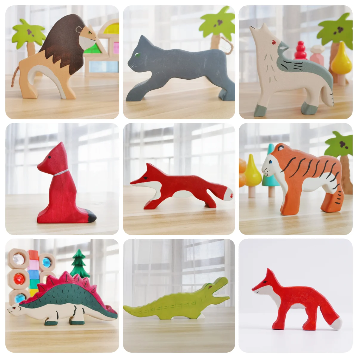 43 Styles Wooden handcraft Animals Toys For Kids Handmade Figure Cognition Montessori Early Educational Children