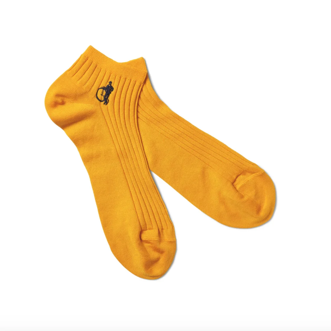 Wholesale Best Mens Yellow Luxury Pima Cotton Thick Rib No Show Embroidery Logo Socks