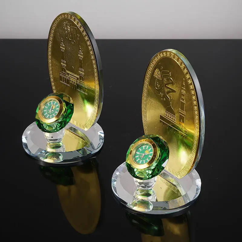 Professional Manufacturer Crystal Makkah Mecca Clock Tower Islamic Muslim Religious Gifts With Clock