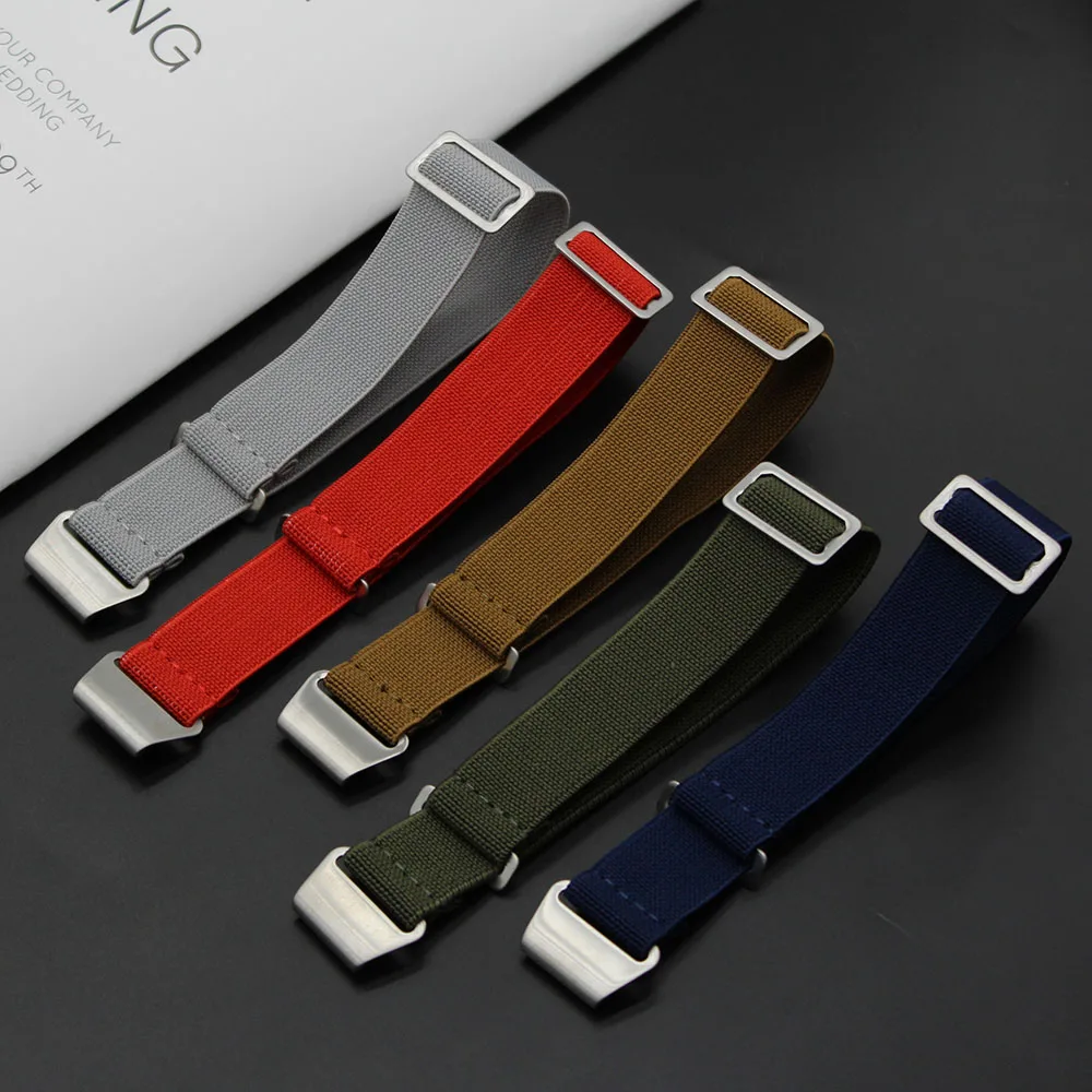 High Quality Marine French Force DNC Strap Watch Band 20mm 22mm Stretch Elastic Parachute Watch Strap