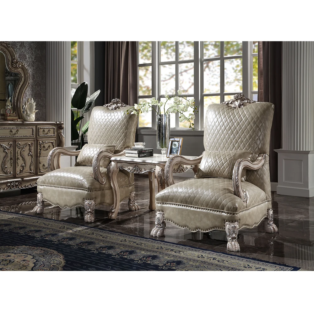 Gorgeous Italy Design Leather Sofa with Single Chair Full Living Room Set Factory Provide