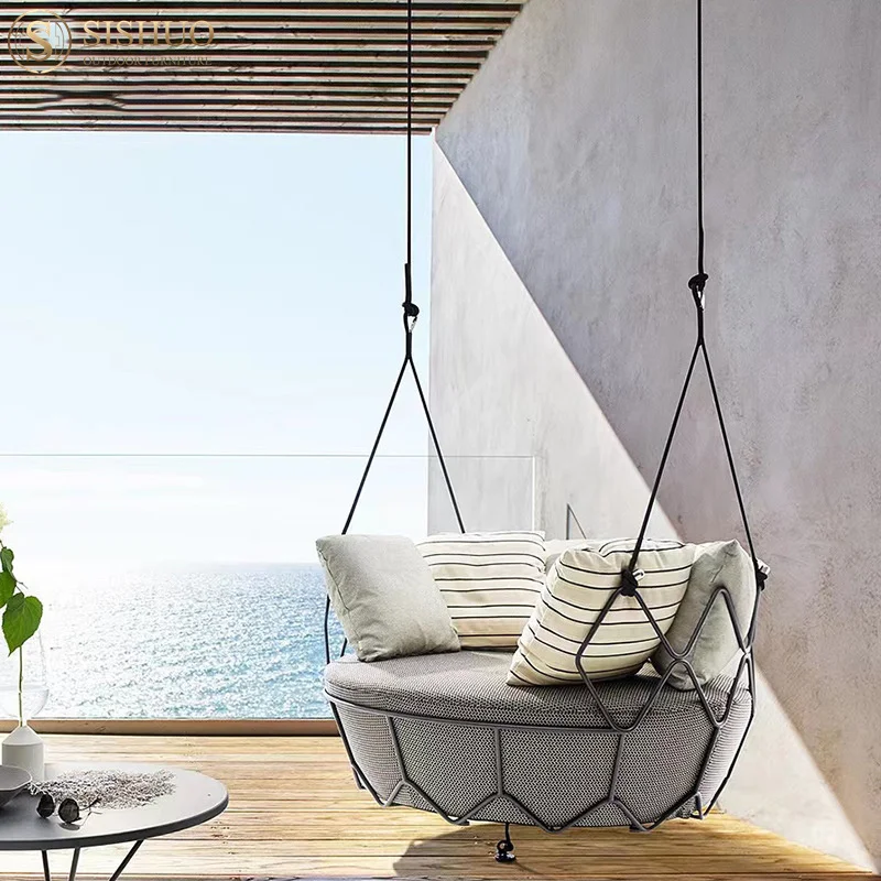 Modern garden furniture patio egg chair swing hanging hotel home outdoor swing bed